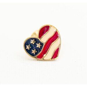 Vintage American Flag Heart Pin By Avon - A4